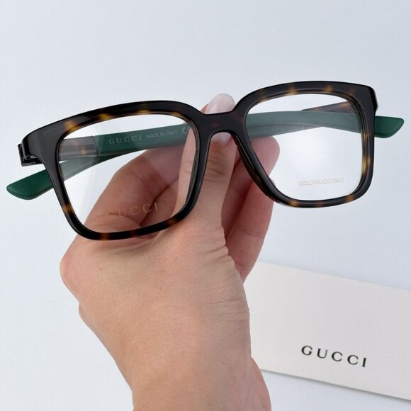 Gucci GG1738O 003 BRAND NEW Eyeglasses Havana Green Unisex Square - Picture 1 of 9